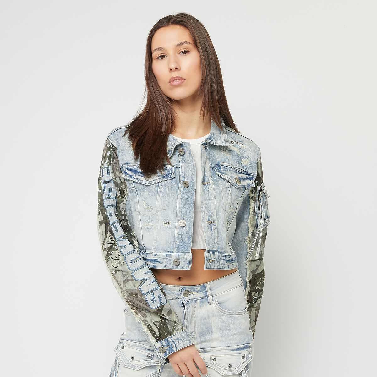 Denim Trucker Nylon Mixed Media Jacket 