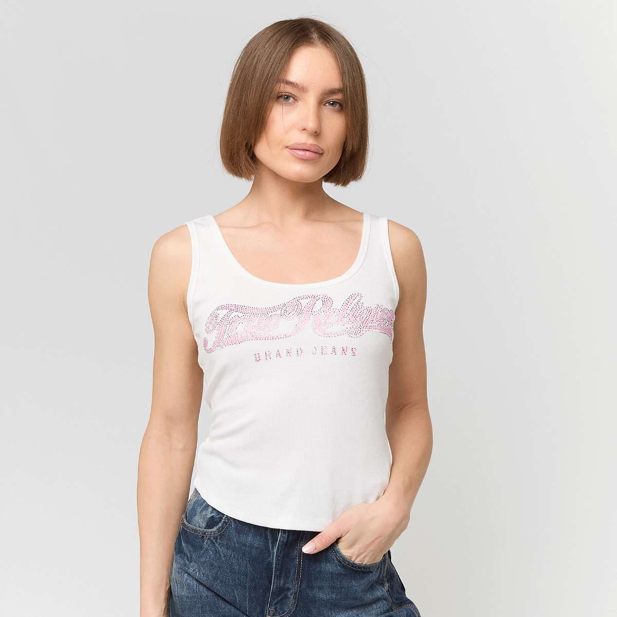 Crystal Square Neck Rib Tank
