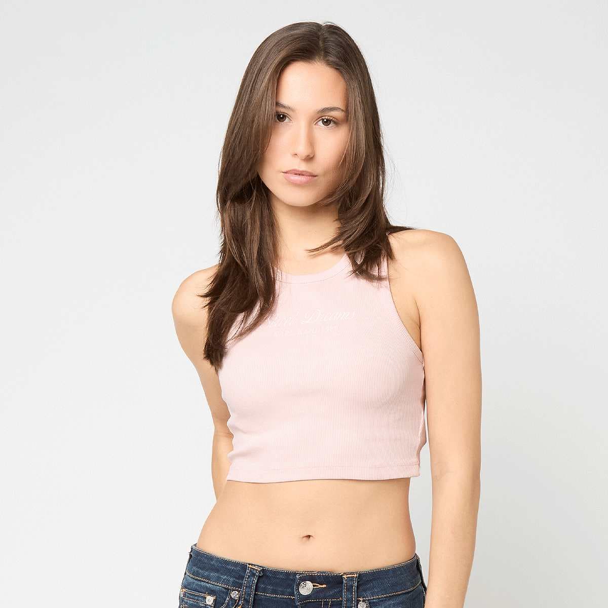 Slogan Rib Cropped Racer Top