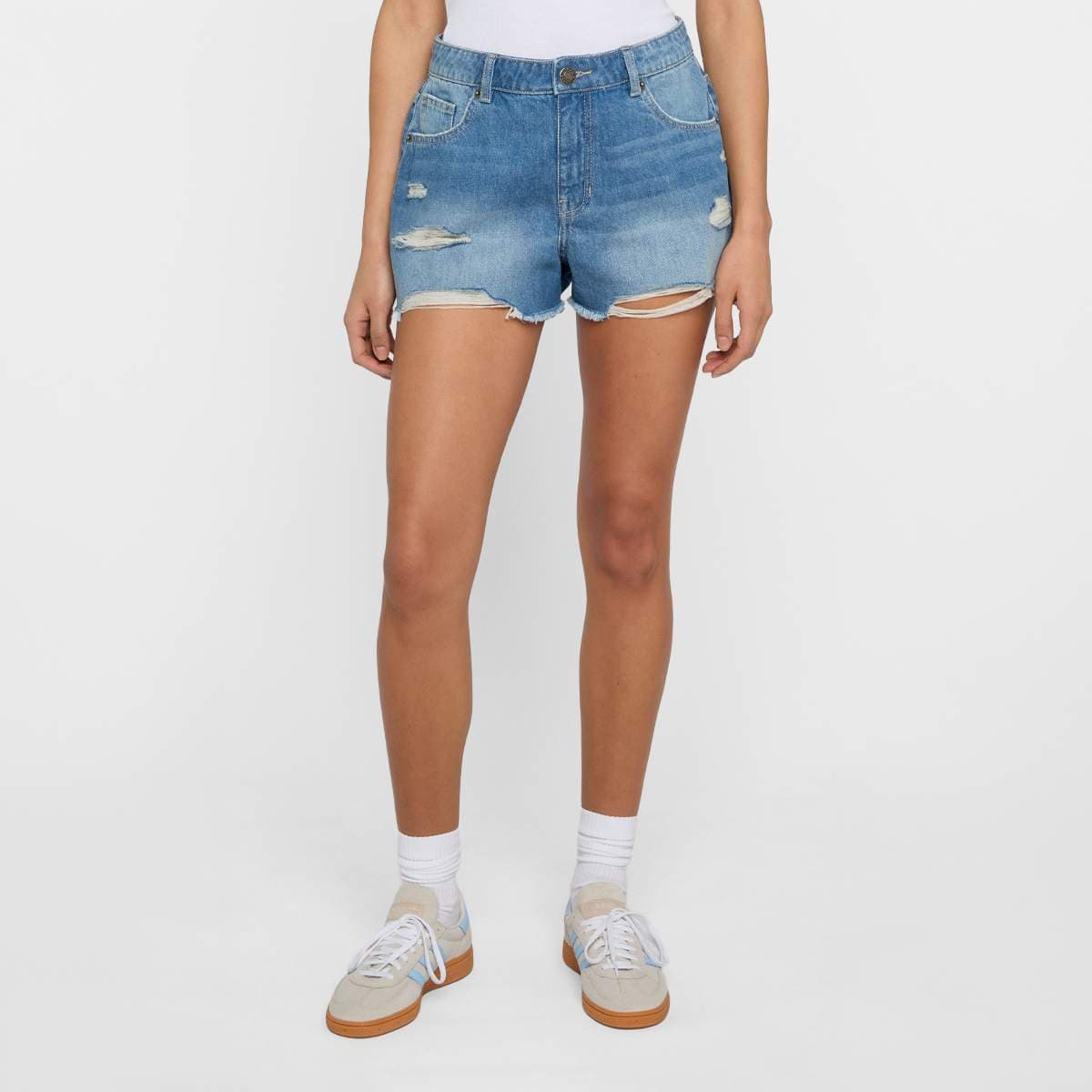 Ladies Destroyed Denim Shorts 