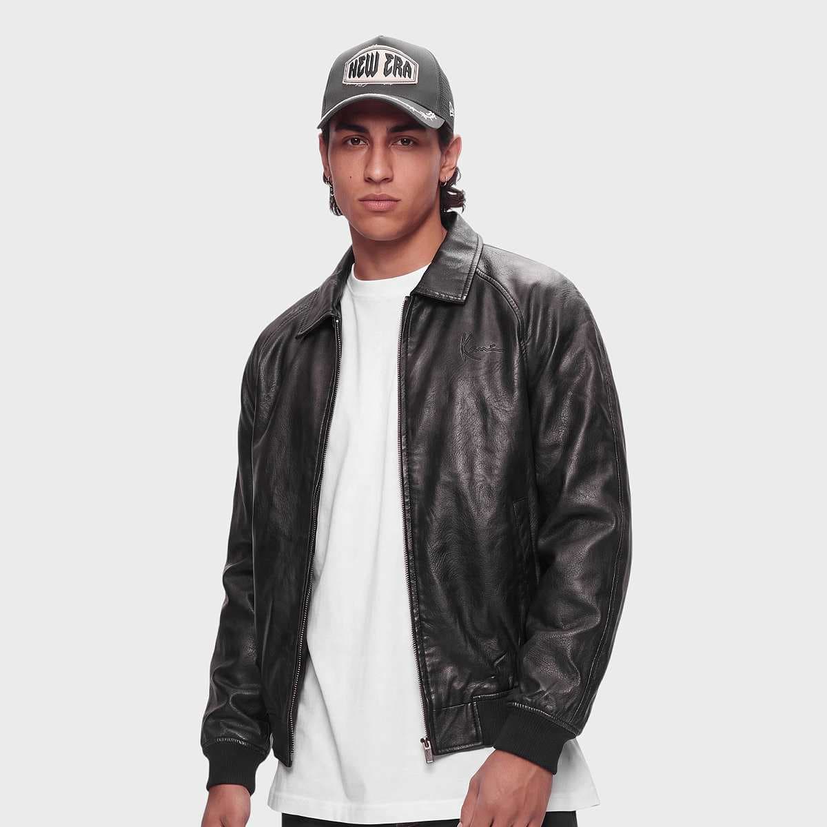 Signature PU Leather Bomber Jacket