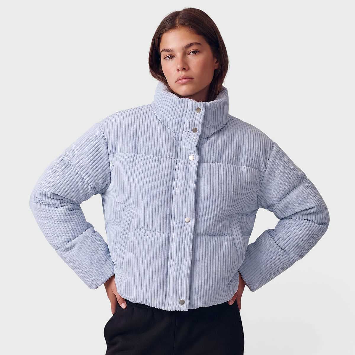 Ladies Cropped Cord Puffer 