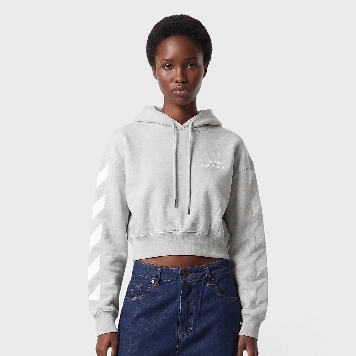 crop hoodie med grey heather