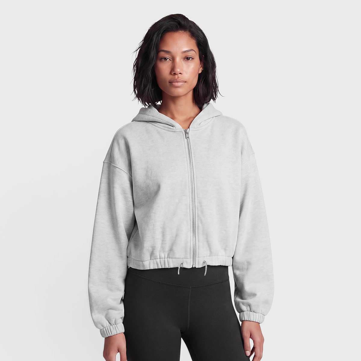 Ladies Fluffy Cropped Zip Hoodie