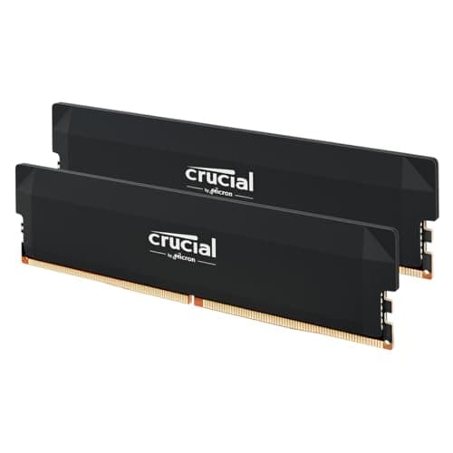 Crucial Pro DDR5 RAM 64GB Kit (2x32GB) 6000MHz CL40, Overclocking Gaming, Intel XMP 3.0 / AMD Expo, PC Computer Arbeitsspeicher, Schwarz - CP2K32G60C40U5B