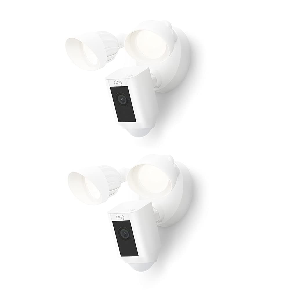 Ring videocamera Plus con proiettori cablata (Floodlight Cam Wired Plus) | Telecamera di sorveglianza HD per esterno con audio bidirezionale, sirena | Ring Home: 30 gg. prova gratuita, 2 telecamere