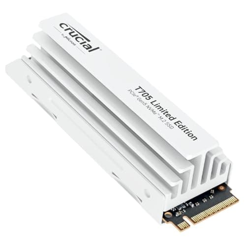 Crucial T705 2TB M.2 NVMe PCIe 5.0 x4 Gen5 mit weißem Kühlkörper, bis zu 14.500 MB/s Lesen, 12.700 MB/s Schreiben, für Desktop PC, TLC NAND, Interne Solid State Drive - CT2000T705SSD5A
