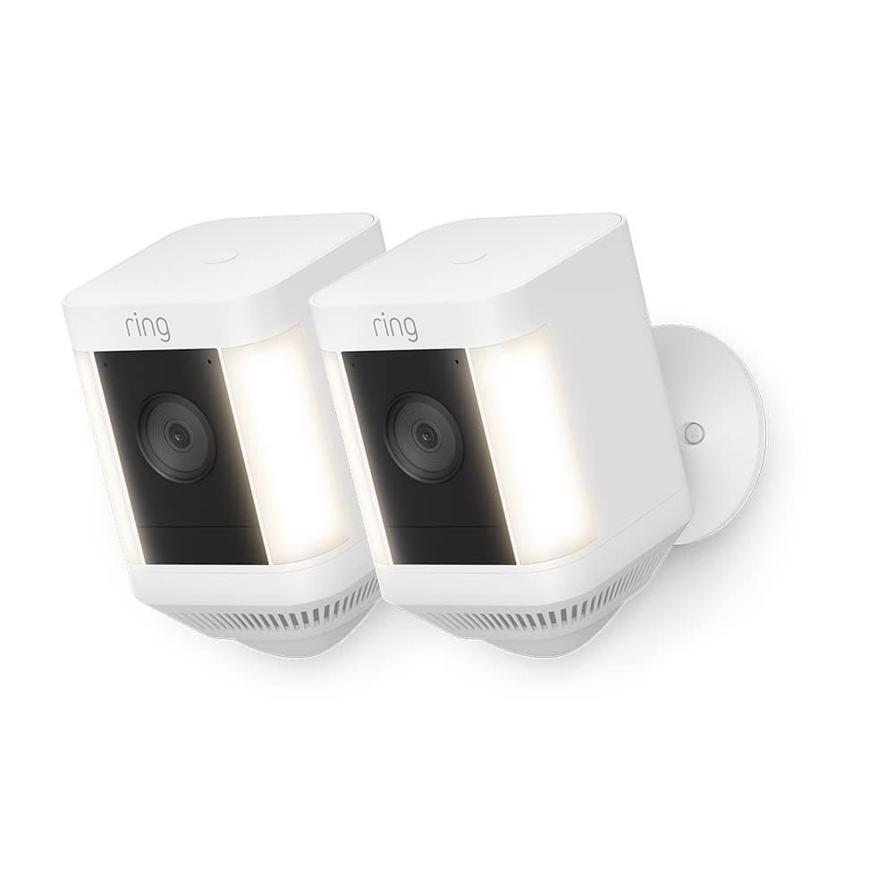 Ring cámara Plus con luces y batería (Spotlight Cam Plus) | Cámara de vigilancia exterior HD wifi con comunicación bidireccional, visión nocturna y focos LED | 30 días gratis de Ring Home | 2 Cámaras