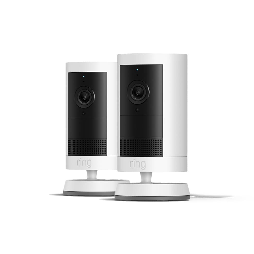 Ring | Nuova Videocamera esterna Plus con alimentatore plug-in (Outdoor Camera Plus) | Retinal 2K grandangolare | Videocamera di sicurezza fai-da-te | Prova gratuita di 30 giorni del piano Ring Home | 2 telecamere