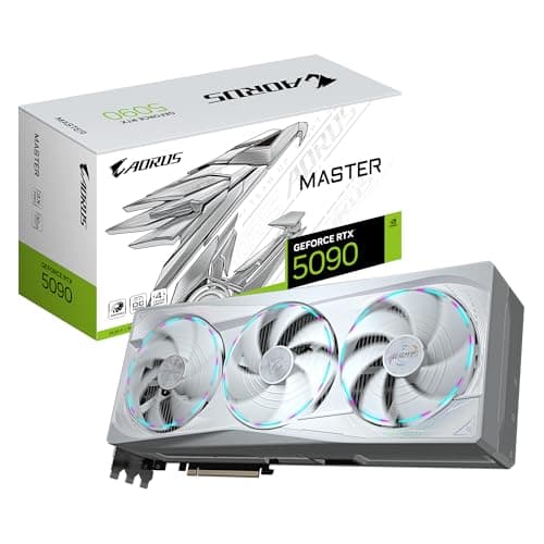 Gigabyte AORUS GeForce RTX 5090 Master Ice 32G Grafikkarte - 32 GB GDDR7, 512 Bit, PCI-E 5.0, 2655MHz Kernfrequenz, 3 x DP 2.1a, 1 x HDMI 2.1b, NVIDIA DLSS 4, GV-N5090AORUSM ICE-32GD