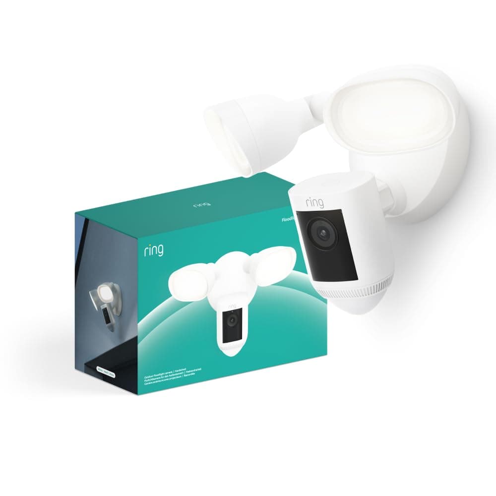 Ring Flutlichtkamera Pro Kabel (Floodlight Cam Wired Pro) | Außenkamera mit 2K-Video mit Ring Vision, 3D-Bewegungserfassung, Sirene, Überwachungskamera | 30-tägige kostenlose Testphase für Ring Home