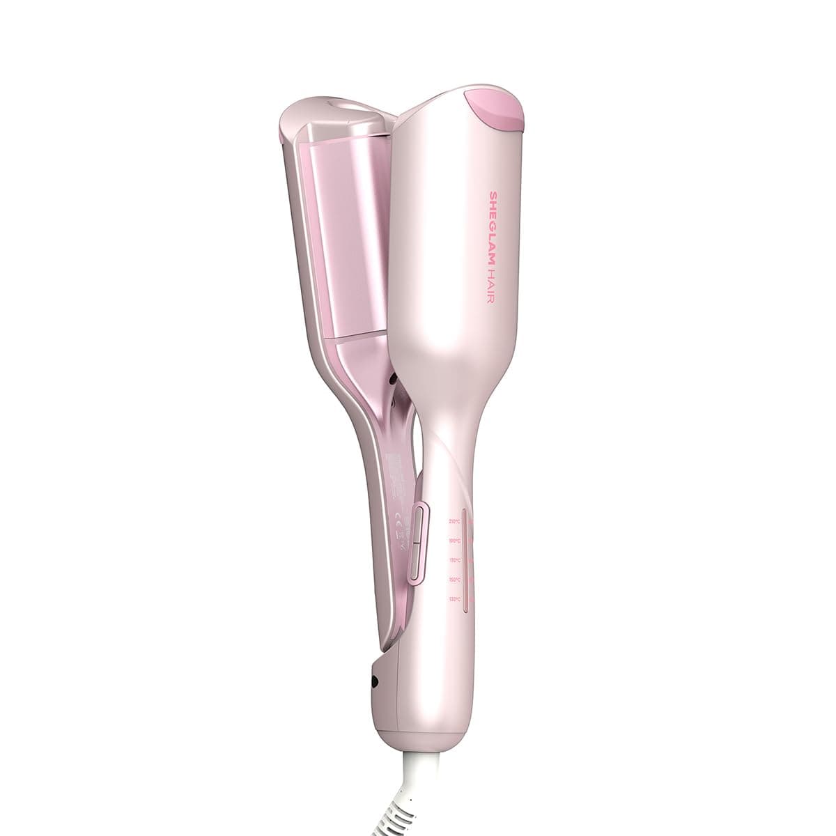 SHEGLAM Cupid's Charm Beach Babe Welleneisen für Haare 2 Barrel Kreppeisen mit Smart-Timer, einstellbarer Temperatur, Dual Voltage, Anti-Scald Lockenstab für Beach Waves & Mermaid Hair (25mm)