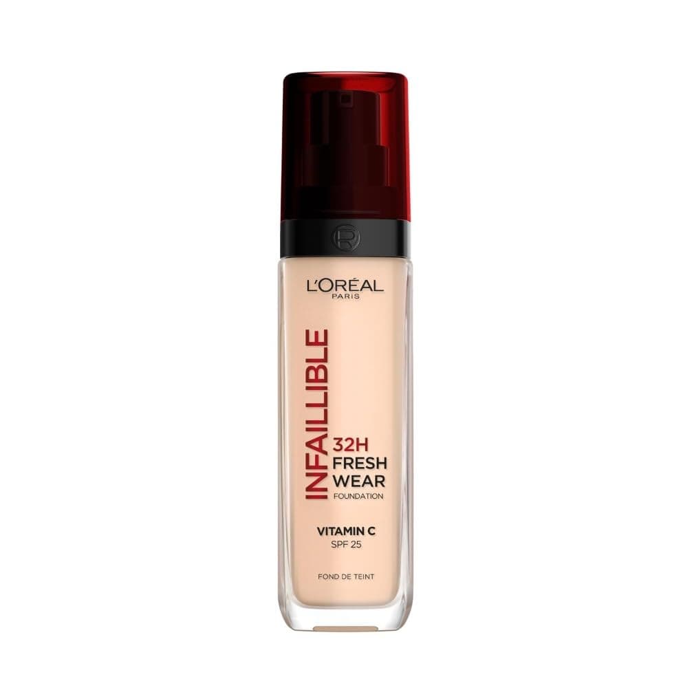 L'Oréal Paris Fondotinta Liquido Infaillible 32H, Coprente a Lunga Tenuta con Protezione Solare SPF25, Formula Waterproof e Idratante, Tonalità: 20 Ivoire