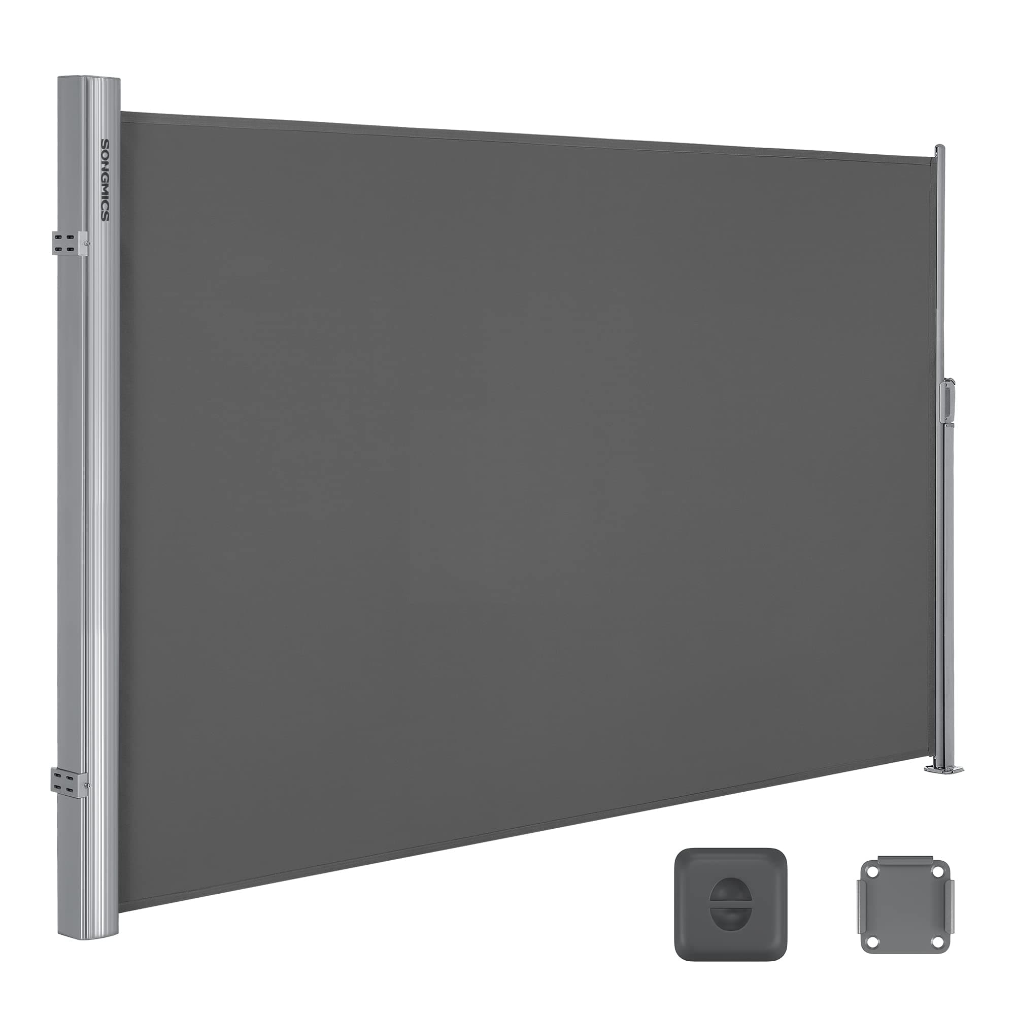 SONGMICS Store latéral en Aluminium Extensible 200 x 400 cm, Brise-Vue, Protection Solaire, occultant, pour Balcon, terrasse, Jardin, Anthracite GSA204G01