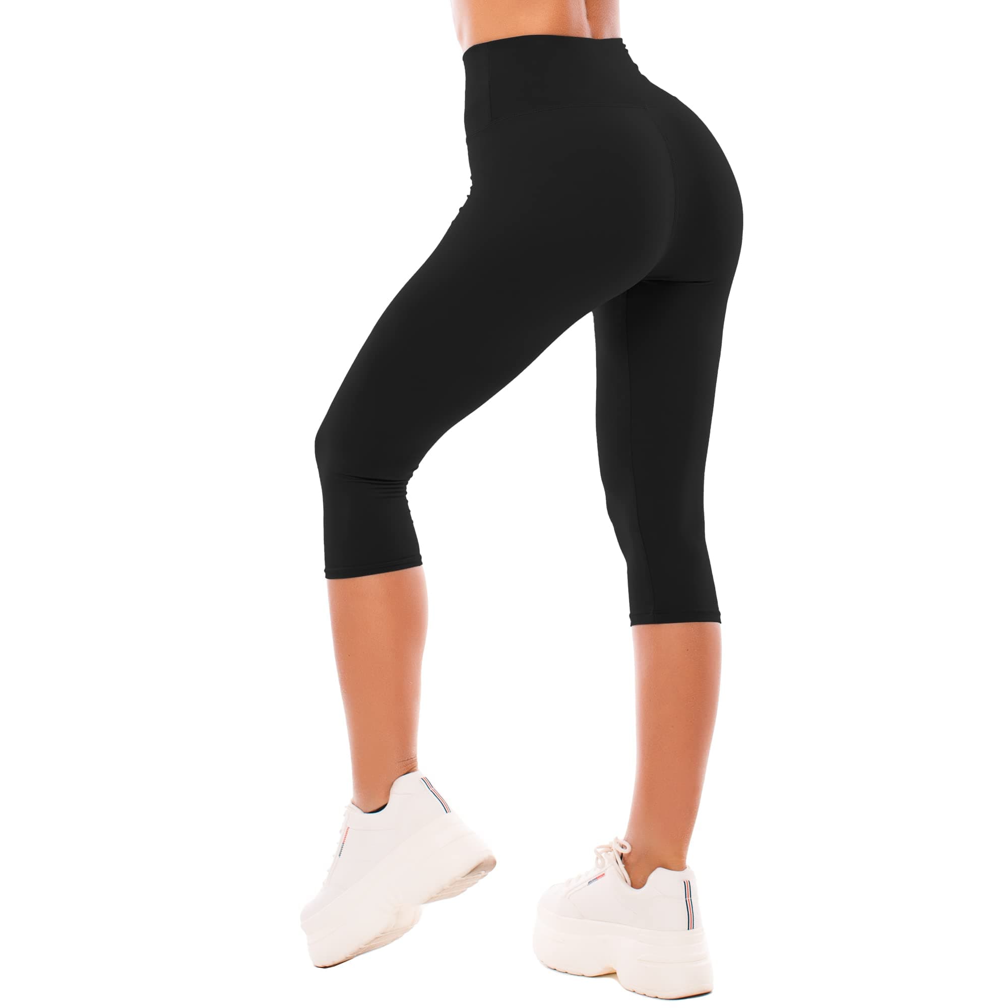 SINOPHANT 3/4 Leggins Capri Vita Alta Donna, Estivi Leggings Donna Fitness Corti Pantaloncini Yoga Coprenti Pinocchietto Opaco Elastici Morbido per Sportivi o Casual