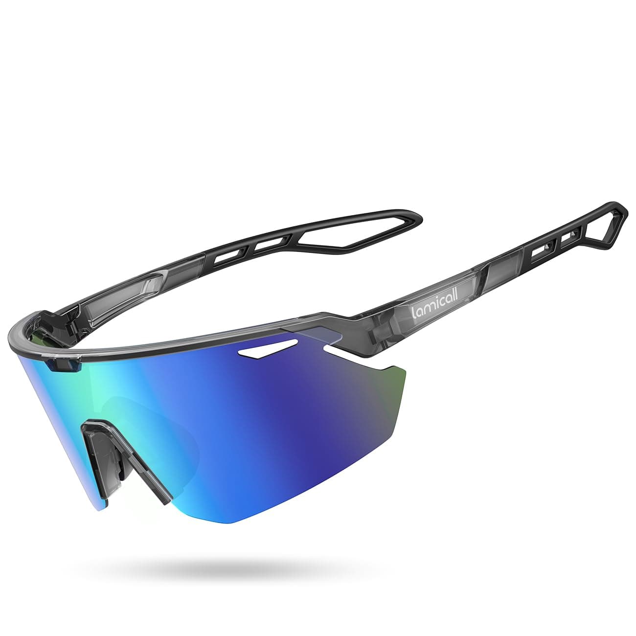 Lamicall Polarizadas Gafas de Sol para Ciclismo - [24g Ultraligero] UV400 Protección, TR90-Marco, Almohadilla Nasal Ajustable, Gafas de Sol Deportivas Mujeres Hombres para Pesca/Running/Senderismo
