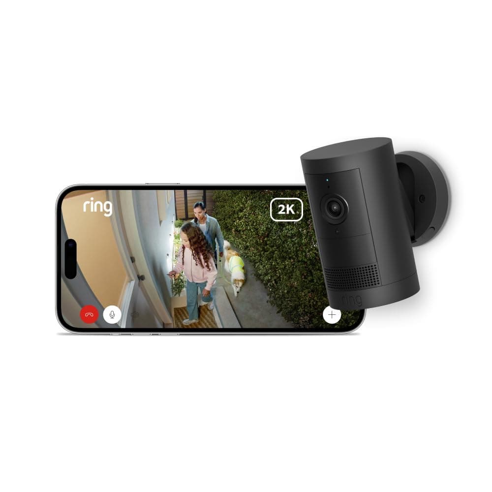 Ring Videocamera esterna Plus a energia solare (Outdoor Camera Plus Ultimo modello) Video 2K grandangolare Videocamera wireless fai-da-te | Prova gratuita di 30 giorni piano d'abbonamento Ring