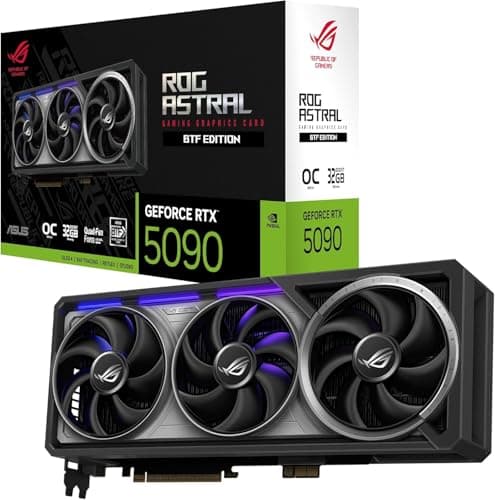 ASUS ROG Astral GeForce RTX 5090 32GB OC Edition GDDR7 BTF Quad-Fan Gaming Grafikkarte (Nvidia Blackwell FP4 &amp; DLSS 4, GC-HPWR Adapter Standard- &amp; BTF-Mainboards, ROG-ASTRAL-RTX5090-O32G-BTF-GAMING)