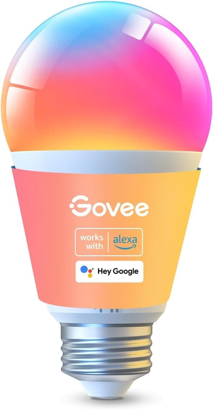 Govee Smart Glühbirne E27, 1000LM RGBWW Lamp App dimmbar, Wi-Fi & Bluetooth Smart Bulbs 9W, 54 Szenen, 16 Millionen DIY-Farben, Kompatibel mit SmartThings, Matter, Alexa und Google Assistant, 1 Stück
