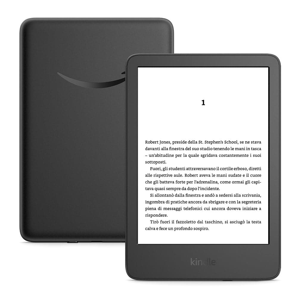 Amazon Kindle (Ultimo modello) - Il più leggero e compatto, con schermo antiriflesso, cambio pagina più rapido, illuminazione frontale regolabile - 16 GB - Con pubblicità - Nero