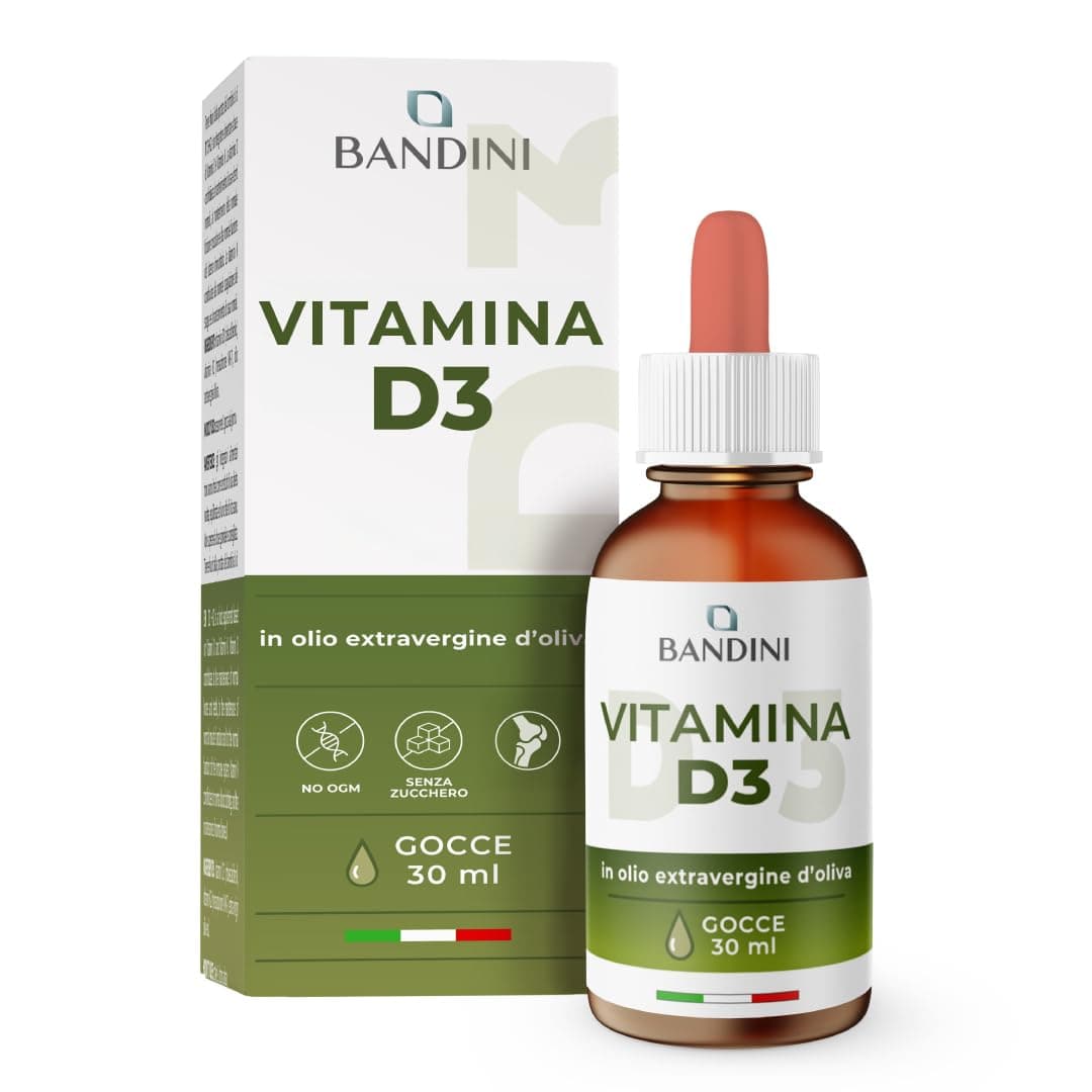Bandini® Vitamina D3 | 2000 UI per Goccia | Integratore in Olio Extravergine di Oliva | 30ml con Contagocce | Supporto per Ossa, Denti e Sistema Immunitario | Alta Biodisponibilità | Facile Assunzione