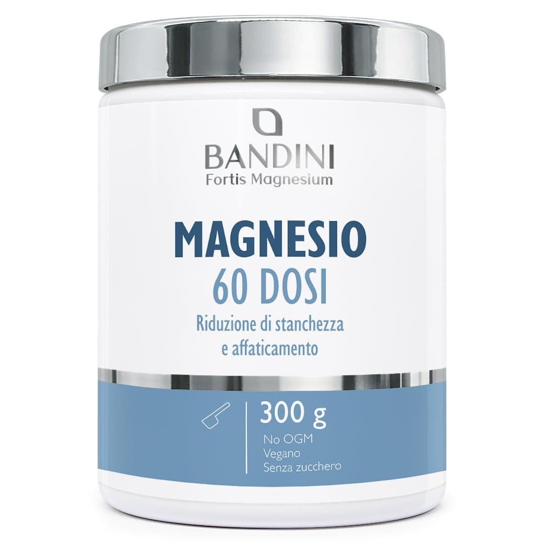 Bandini® MAGNESIO COMPLETO IN POLVERE 430mg - Puro 60 Dosi, Magnesium Carbonato, Citrato, Integratore Benessere Intestinale Per Stitichezza, Ansia, Mal di Testa, Stanchezza, Stress, Memoria (300g)
