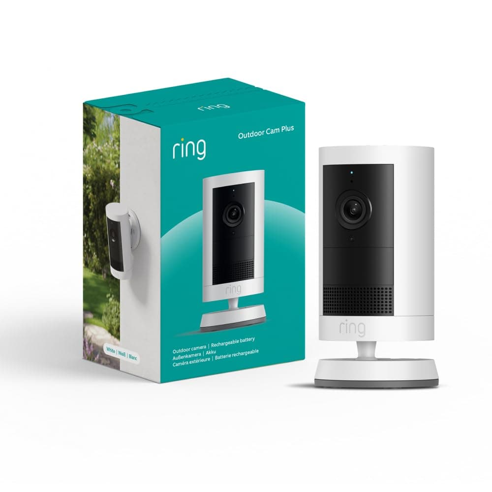 Ring Videocamera esterna Plus a batteria (Outdoor Camera Plus Ultimo modello) Video 2K grandangolare Videocamera di sicurezza wireless fai-da-te | Prova gratuita di 30 giorni piano d'abbonamento Ring