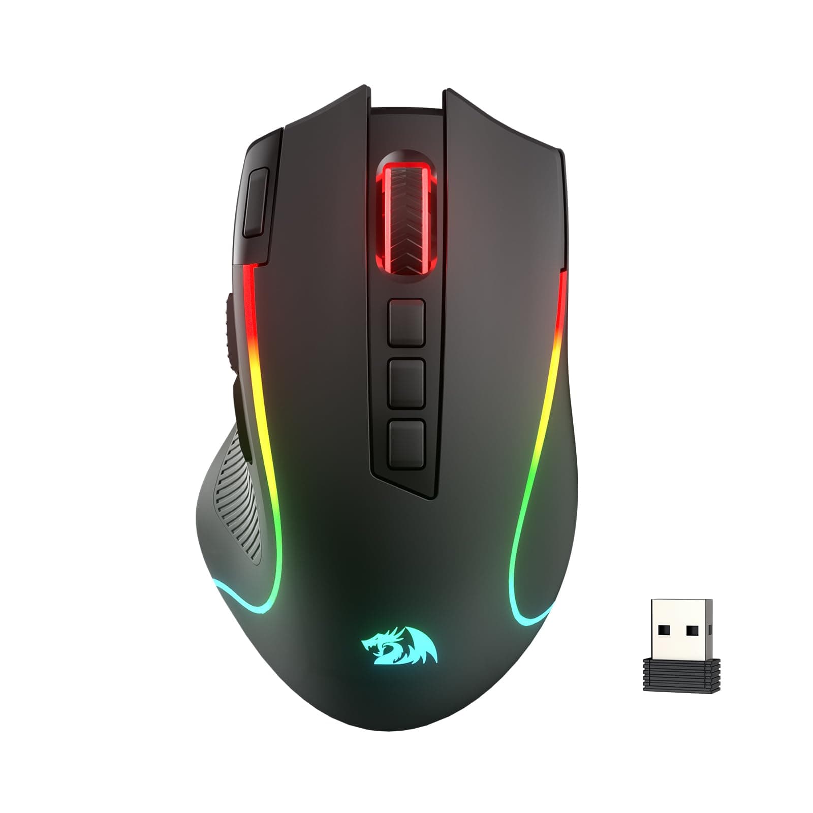 Redragon M612 PRO RGB Gaming Maus 8000 DPI Kabelgebundene/Kabellose Maus mit 9 Programmierbaren Tasten & 6 Hintergrundbeleuchtungsmodi BT & 2.4G Drahtlose Softwareunterstützung