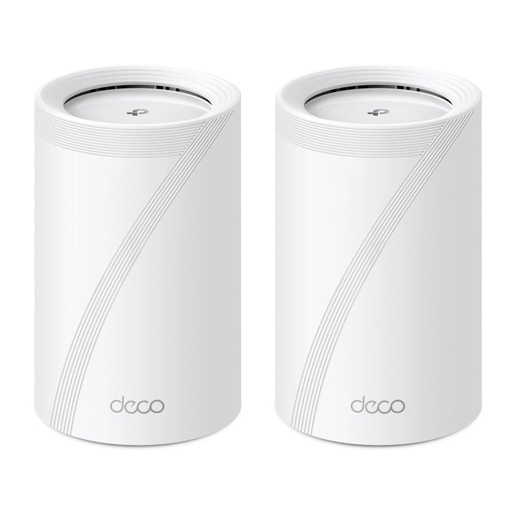 TP-Link Deco BE65 𝐖𝐢-𝐅𝐢 𝟕 Mesh WLAN Set (2er-Pack), BE9300 Tri-Band Router und Repeater (6 GHz, 2.5 Gbit/s Ethernet Port, 9 Gbps WLAN Geschwindigkeit, WPA3, 320 MHz Kanäle)