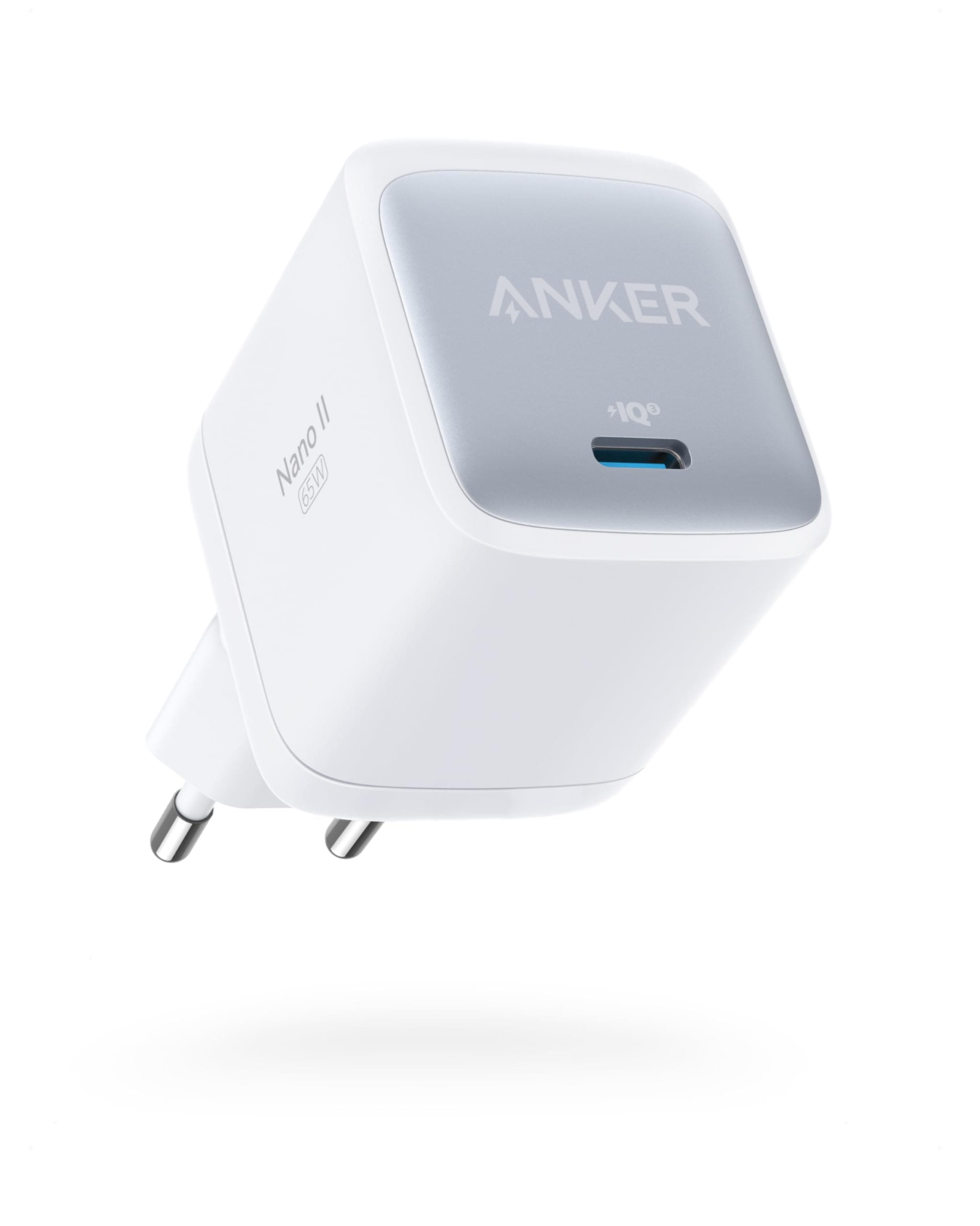 Anker Nano II 65W USB C Ladegerät Netzteil mit Schnellladeleistung, GaN II Technologie, Kompatibel mit MacBook Pro/Air, Galaxy S20/S10, iPhone 17/Pro/iPhone Air/16/15, iPad, Pixel(Weiß)