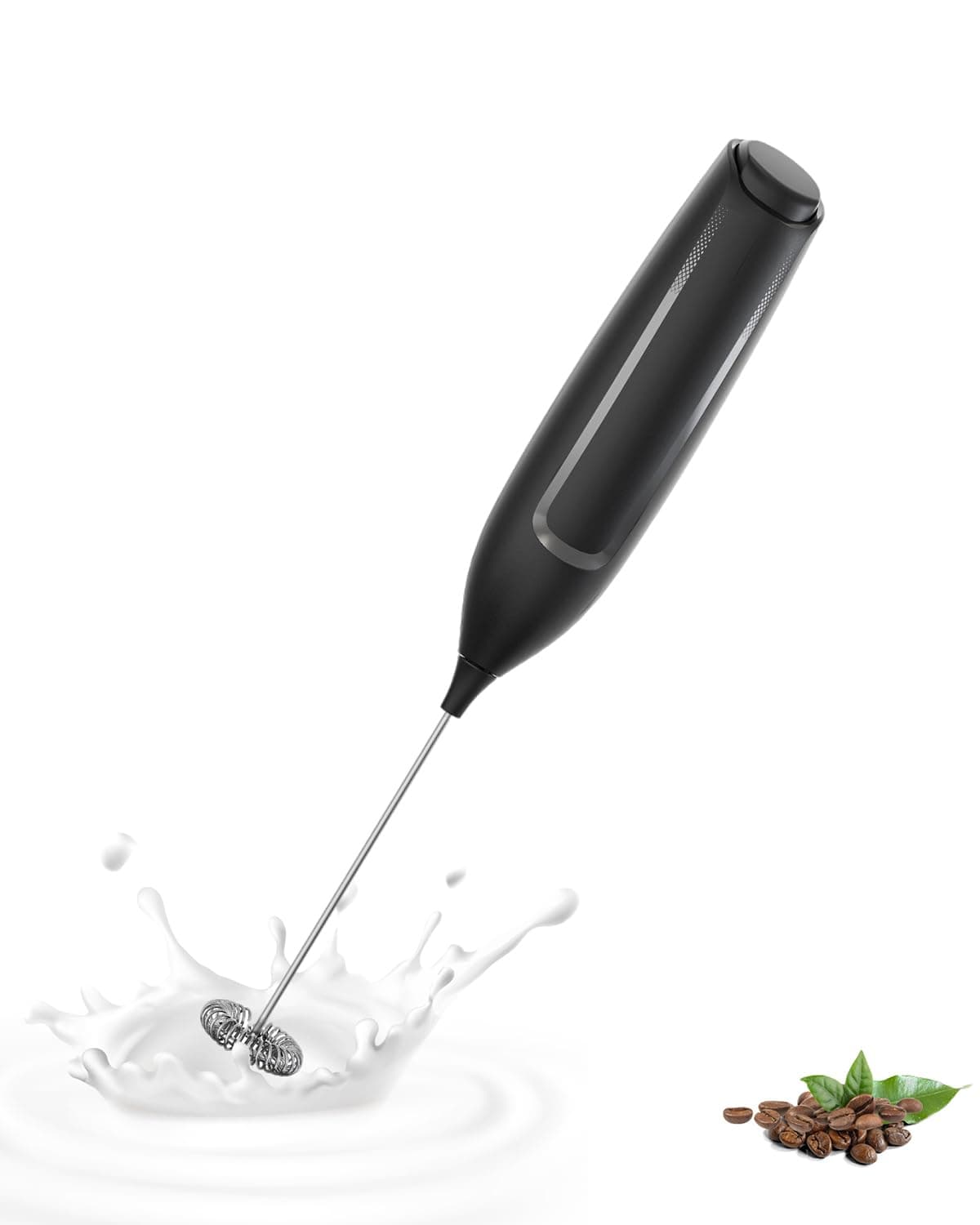 Mousseur à Lait électrique, Mini Fouet en Acier Inoxydable, Moteur Extra Fort et Alimenté pour Café/Café au Lait/Cappuccino/Chocolat Chaud