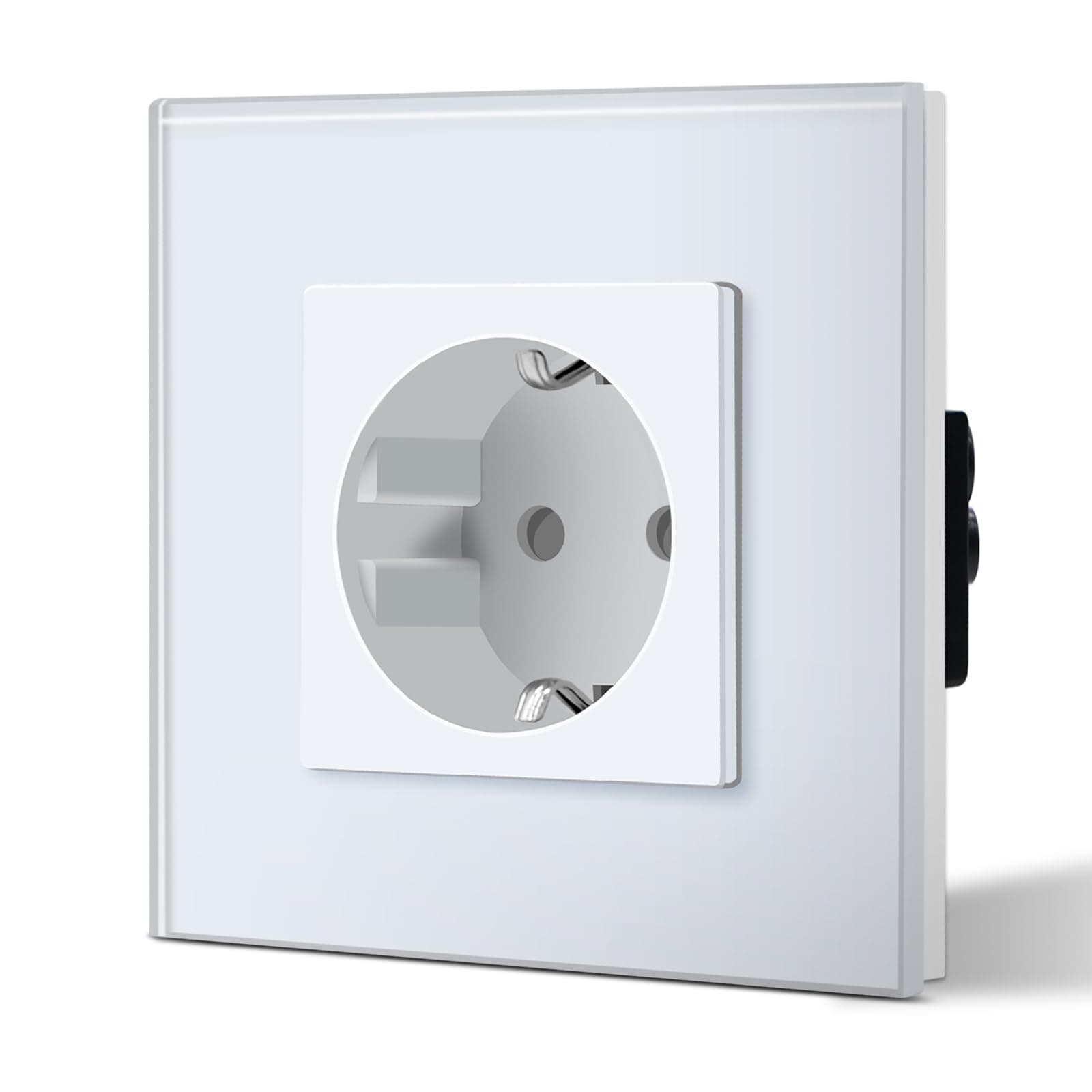 BSEED Enchufe de Pared con Cristal,Enchufes Empotrable Estándar,Toma de Corriente,Seguridad infantil,Fácil de Instalar,M Serie,1 Enchufe,86mm Blanco