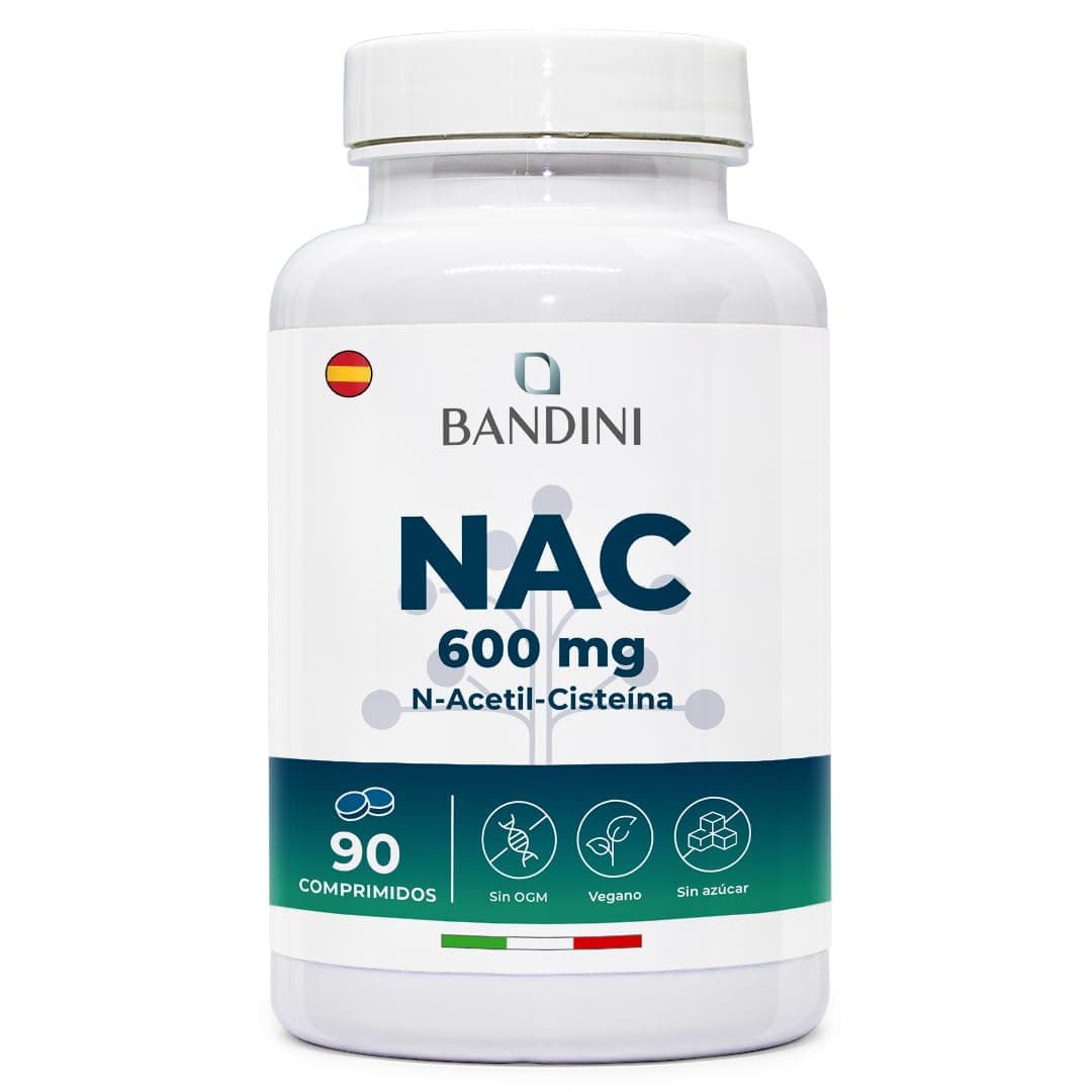 Bandini® NAC N-Acetil L-Cisteína | Aumenta los Niveles de Glutatión | Alto Poder Antioxidante | Aumenta tus Defensas | No-GMO, 100% Vegano | 90 Comprimidos (Suministro para 3 Meses) 600 mg