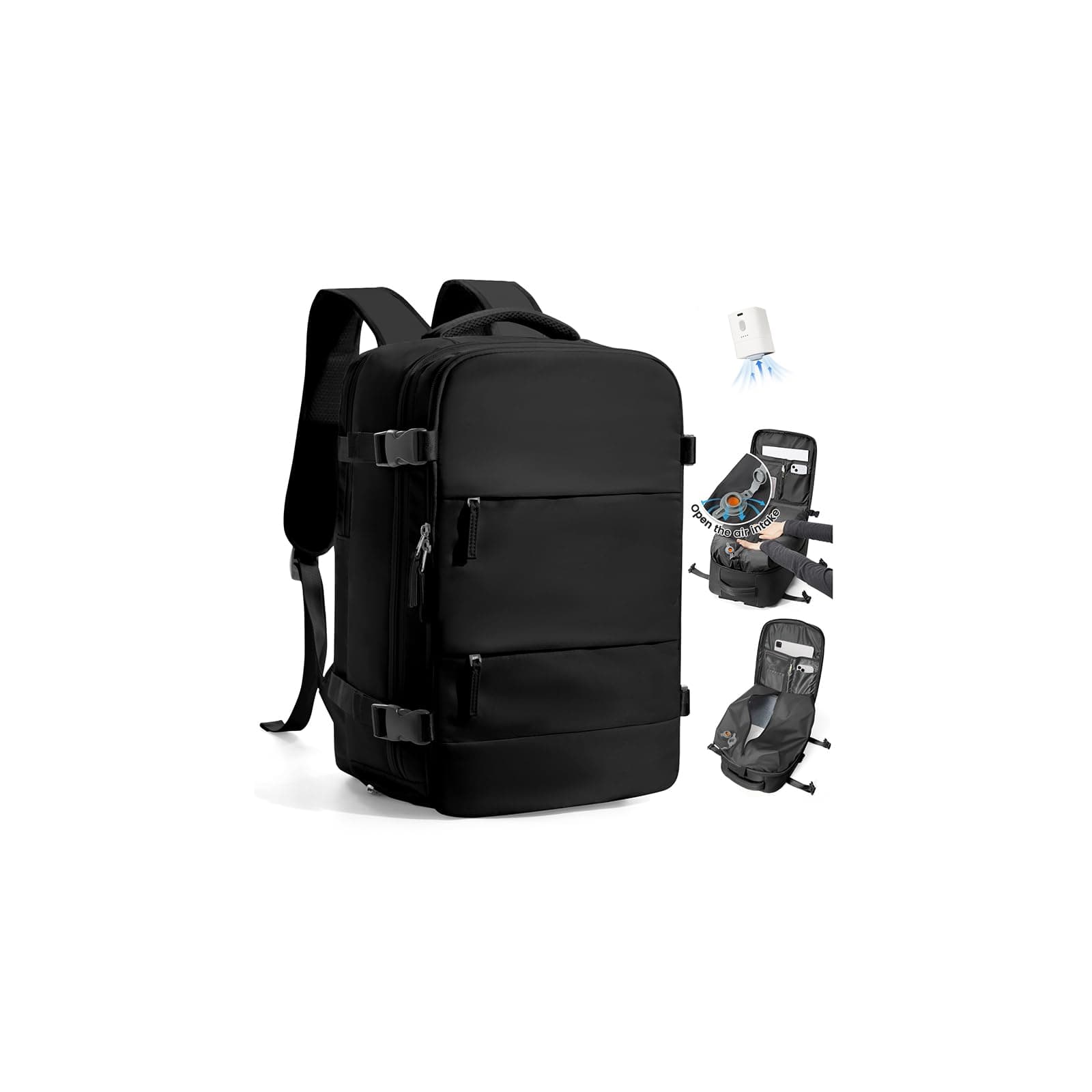 SZLX Zaino Ryanair Sottovuoto con Pompa Zaino da Viaggio Bagaglio a Mano Wizzair Donna Uomo Borsa da Cabina per Easyjet Adatto a Laptop da 14 Pollici Impermeabile per Lavoro