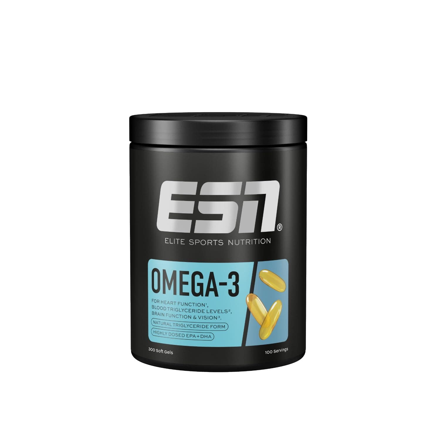 ESN Omega-3, 300 Kapseln, hochdosiert Fischöl mit 1200 mg EPA und 900 mg DHA pro Tagesportion