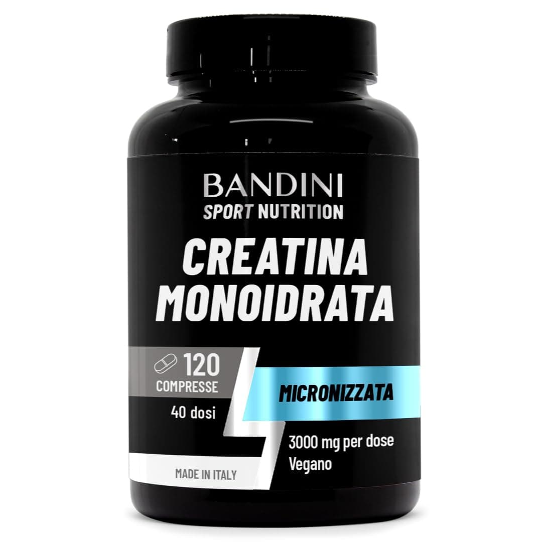 Bandini® Creatina Monoidrata 120 Compresse da 3000mg per dose - Integratore per Allenamento, Palestra e Pre Workout - 100% Vegan e Micronizzata - A base di Creatine Monoidrato pura al 100%
