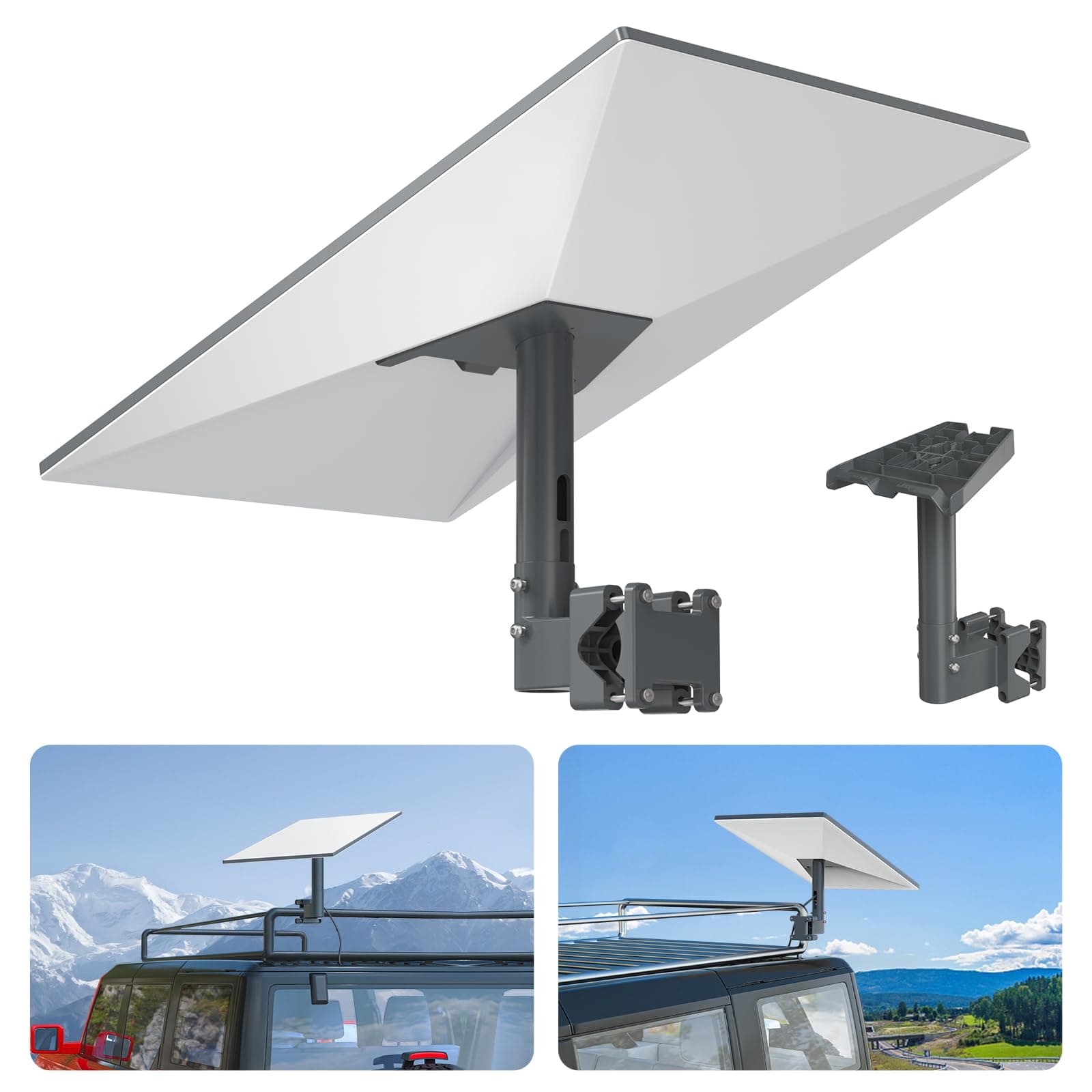 XLTTYWL Montaggio Starlink Gen 3, Regolabile 360°, Adattatore per Tubi, Montaggio su Pali e Parete, Grigio, Alluminio