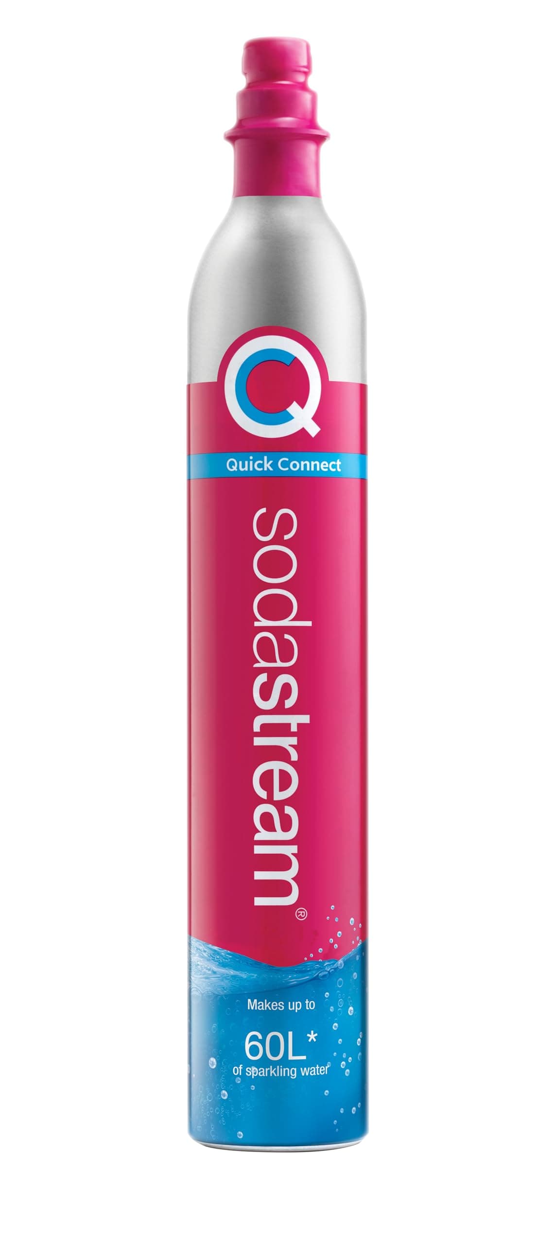 SodaStream - Cilindro Adicional de Gas Quick Connect, Modelos Terra y DUO, Exclusivo para Máquinas Gasificadoras de Agua SodaStream, Color Rosa - 60 L