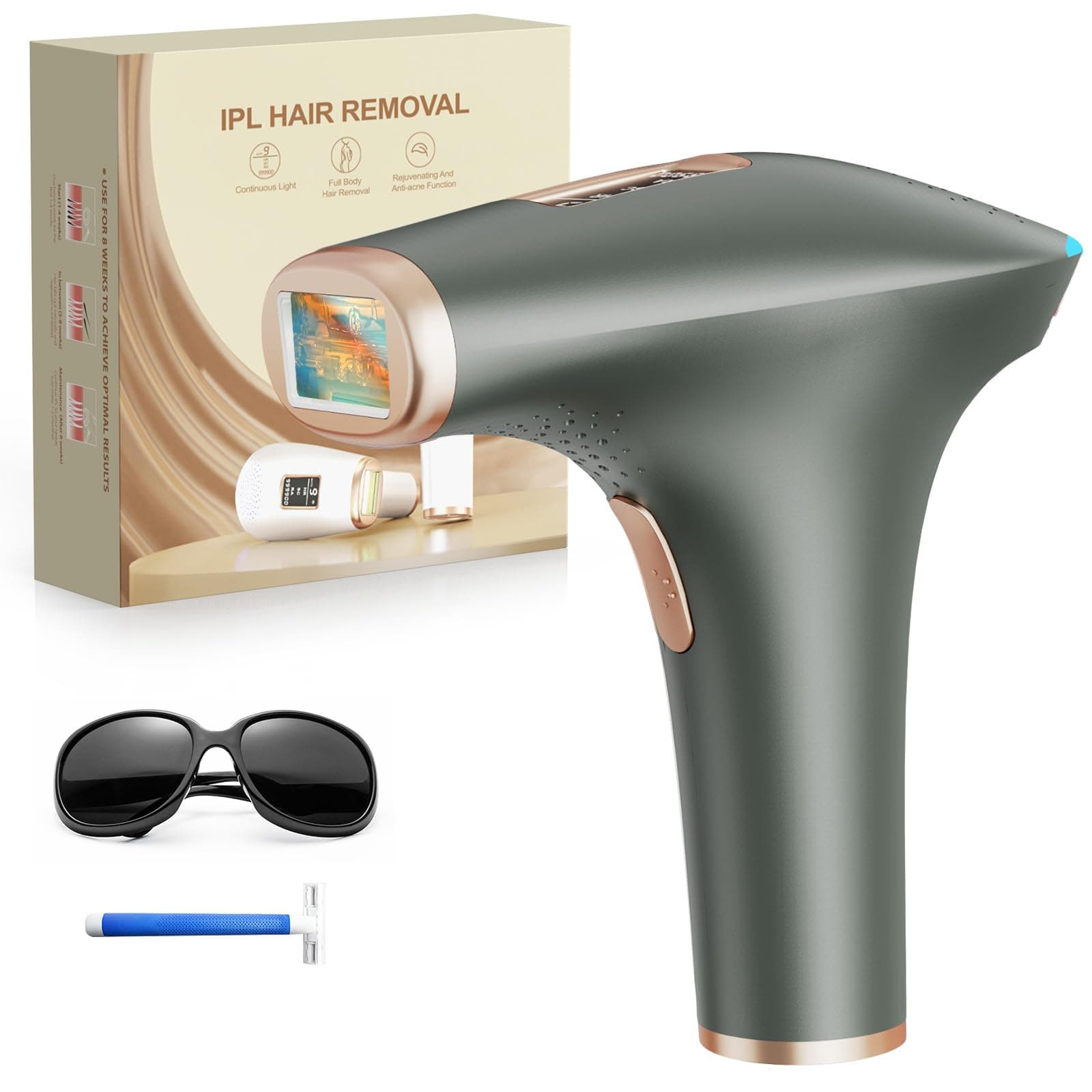 Haarlosy IPL Epilatore Luce Pulsata - Indolore Epilatore Laser con Funzioni 3 IN 1 (HR/SC/RA), 9 Livelli 999.900 Flash per Uso Domestico su Donna Uomo Bikini, Corpo, Ascelle e Gambe