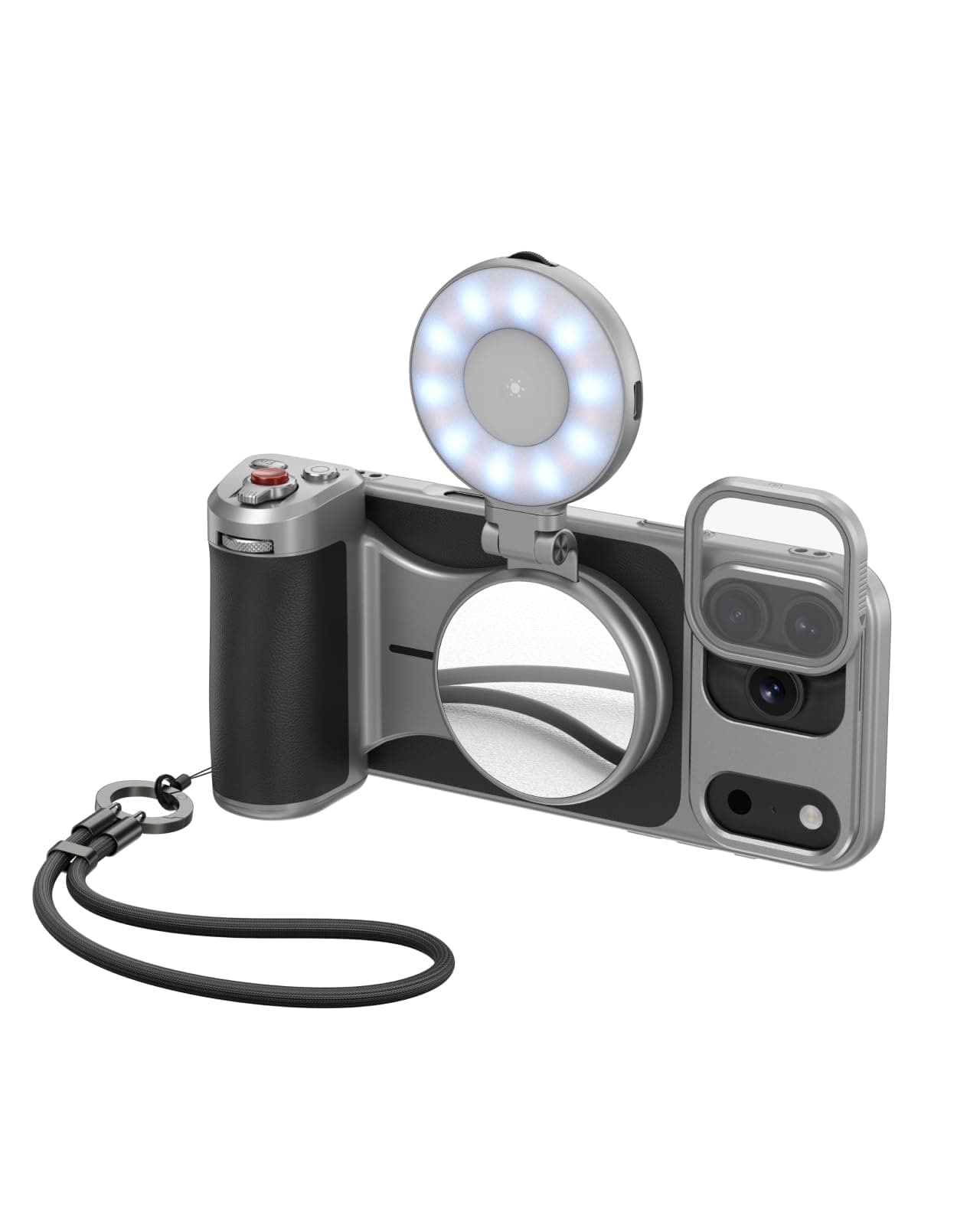 TELESIN Master Grip Kit pour iPhone 17 Pro Max, Magnétique Poignée avec C03 Lampe pour Selfie+UV filtre, Creator kit Intégrée de 3200mAh Batterie & Recharge Sans Fil, Coque Rafraîchissante en Graphène