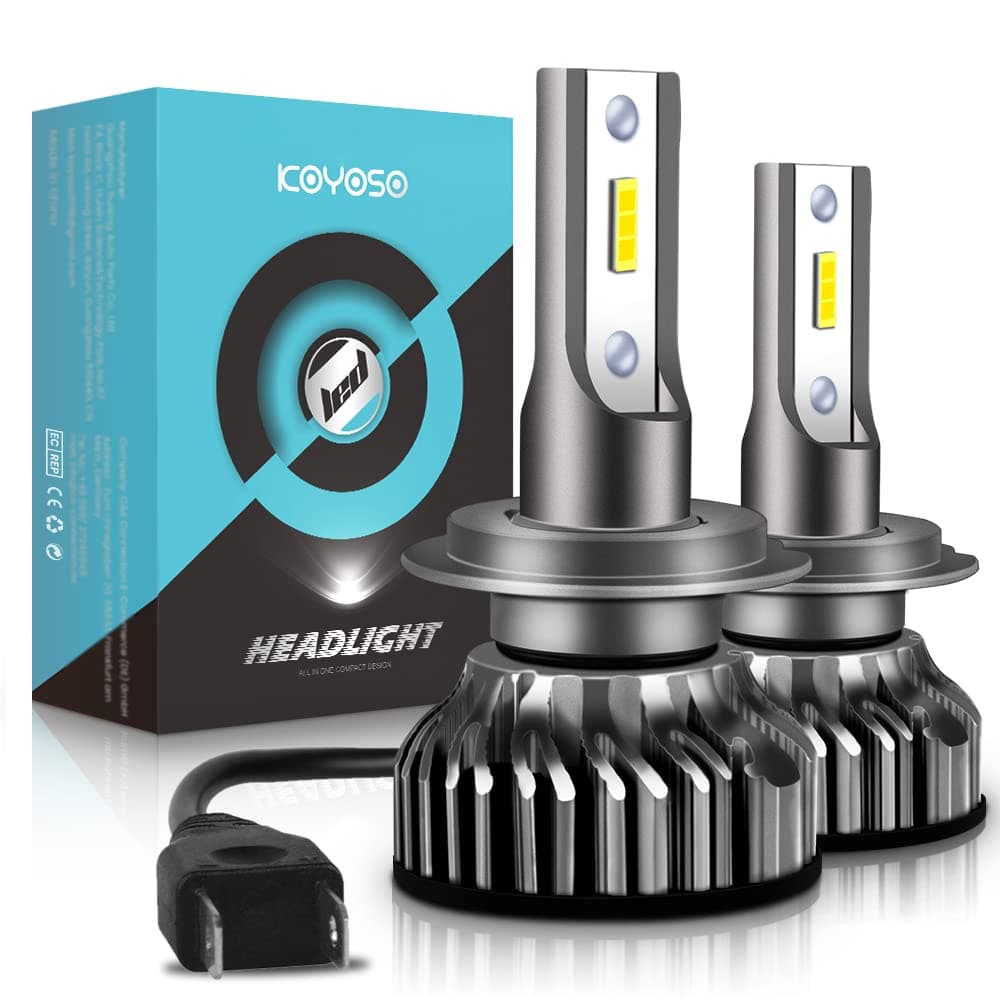 KOYOSO Lampadine H7 LED 160W 32000LM, Kit Lampada Sostituzione per Alogena Lampade e Xenon Luci, 12V 6000K Bianco