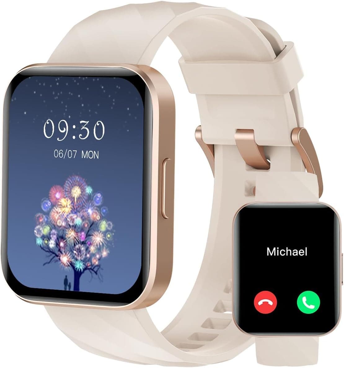 RUIMEN Smartwatch Uomo Donna Chiamate e Whatsapp Smart Watch Contapassi Cardiofrequenzimetro da polso Saturimetro Orologio Smart Fitness Sportivo Impermeabile per Android iOS Galassia