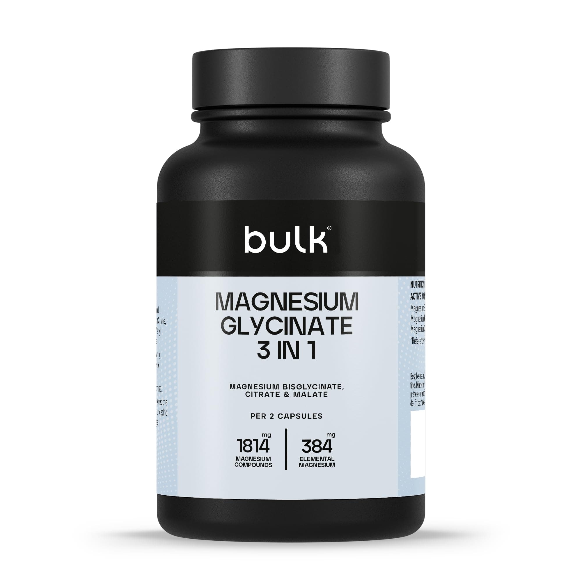 Bulk Magnésium 3-en-1 Complexe | 900mg à haute absorption | Complément magnésium triple force bisglycinate, citrate, malate | Soutient la fonction musculaire, l’énergie, la récupération | 90 comprimés