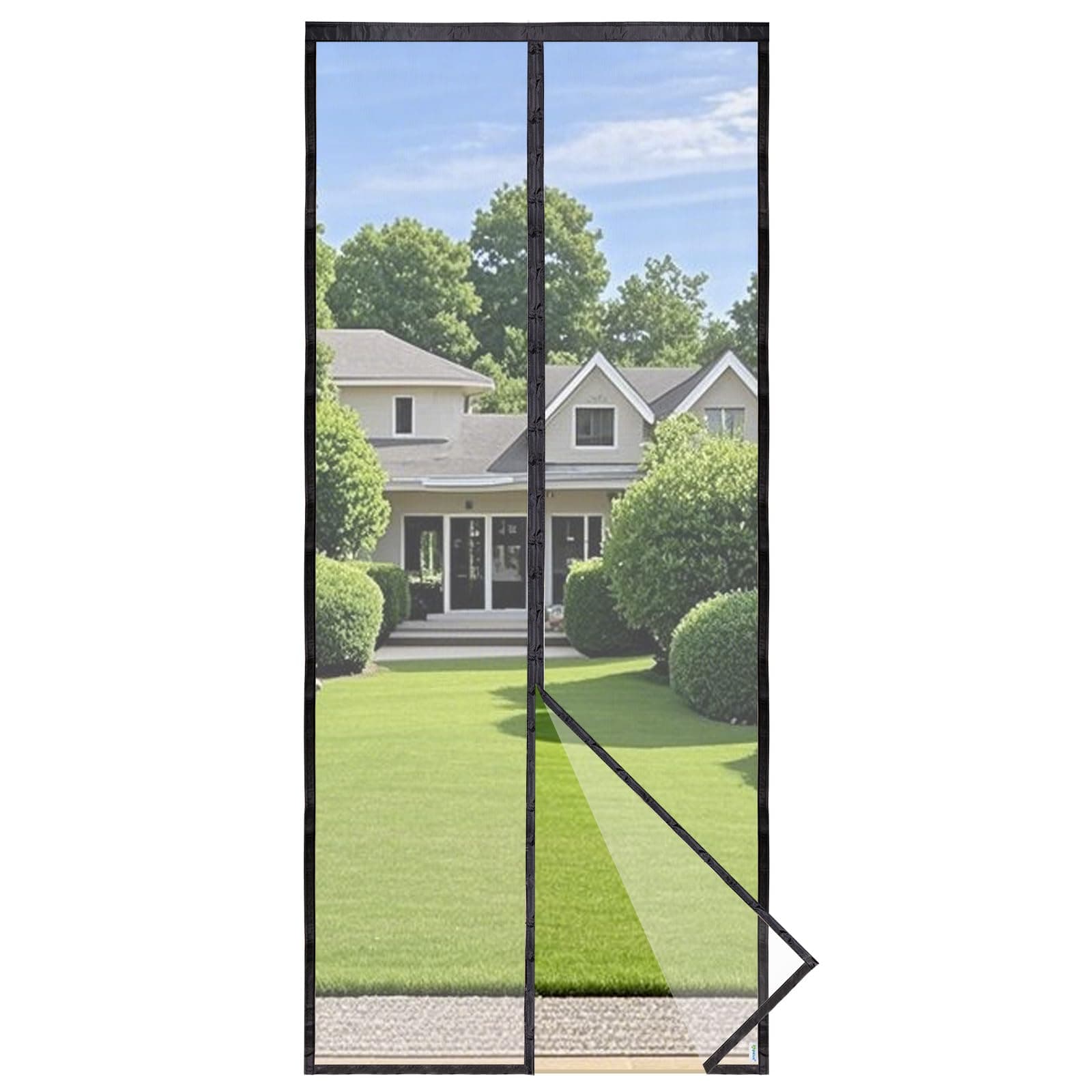 Puerta de Malla Magnética Apalus Prime, Cortina Hecha de Malla, Cierre Magnético de Arriba a Abajo, Se Cierra Automáticamente y Mantiene el Aire Fresco（140x220 CM, Negro)