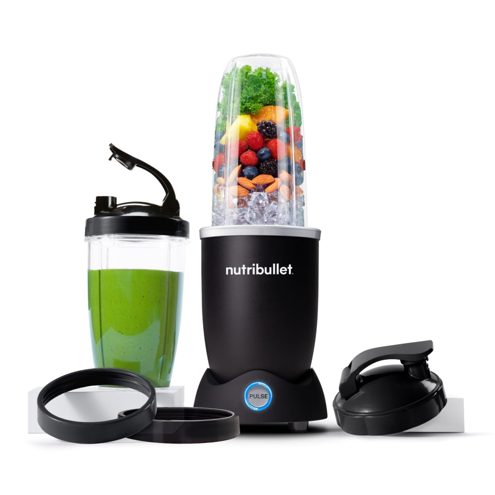 Nutribullet Pro 1200, Batidora Eléctrica, Trituradora, Batidora de Batidos, Trituradora Multifuncional, 1200w de potencia, vasos de 700ml y 900ml, negro, NB120MB