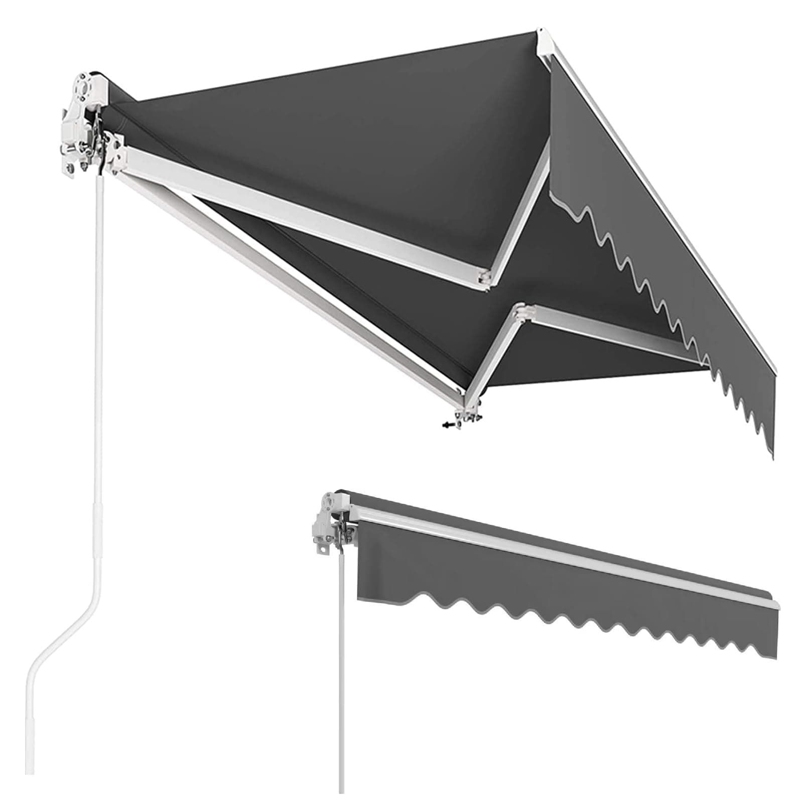 Toldo articulado Manual, 300 x 250 cm, Ajustable, protección UV, Resistente a la Lluvia, para Exteriores, Balcones, Antracita