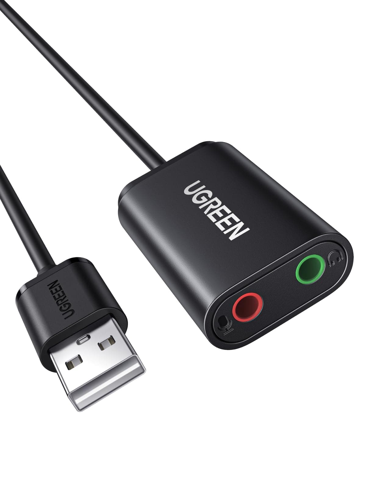UGREEN Externe USB Soundkarte Klinke Adapter für Computer, PS5, PS4, USB Audio Stereo Adapter External Sound Card (Schwarz)