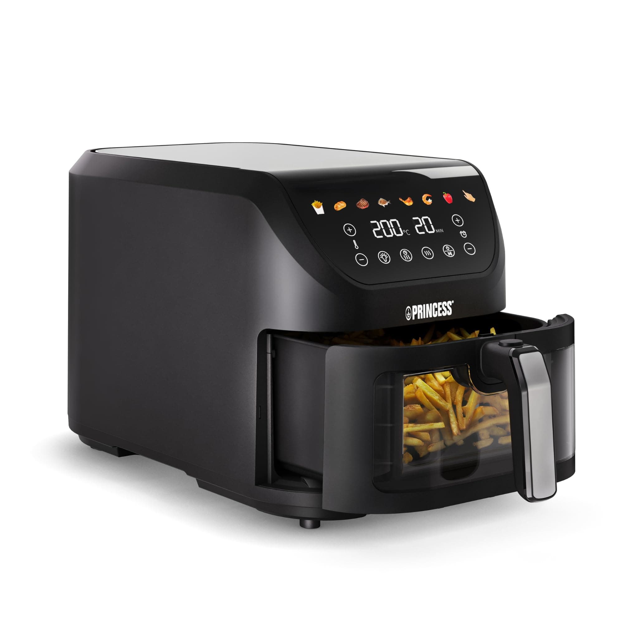 Princess SlimFry Airfryer, 8L Capacità, 2000W, 8 Programmi, Display Touchscreen Digitale, Temperatura Regolabile, Finestra di Controllo, Spegnimento Automatico, Cestello Lavabile, 182257