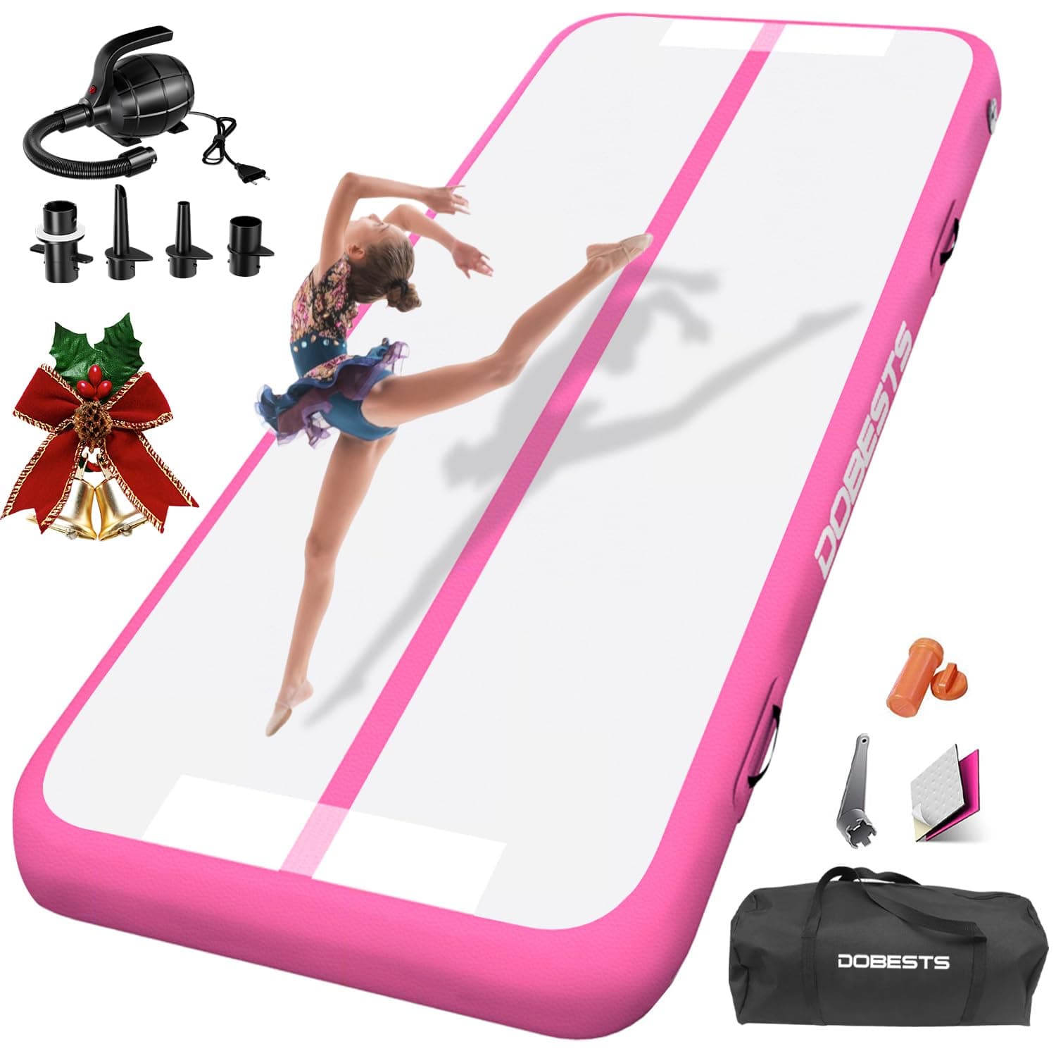 DOBESTS Air Track Tapis de Gymnastique Gonflable, Air Floor Mat, 10cm/15cm/20cm Haut Tapis Entraînement, Tapis de Gymnastique 2/3/4/5/6 m, Gym Tumbling avec Pomp a air