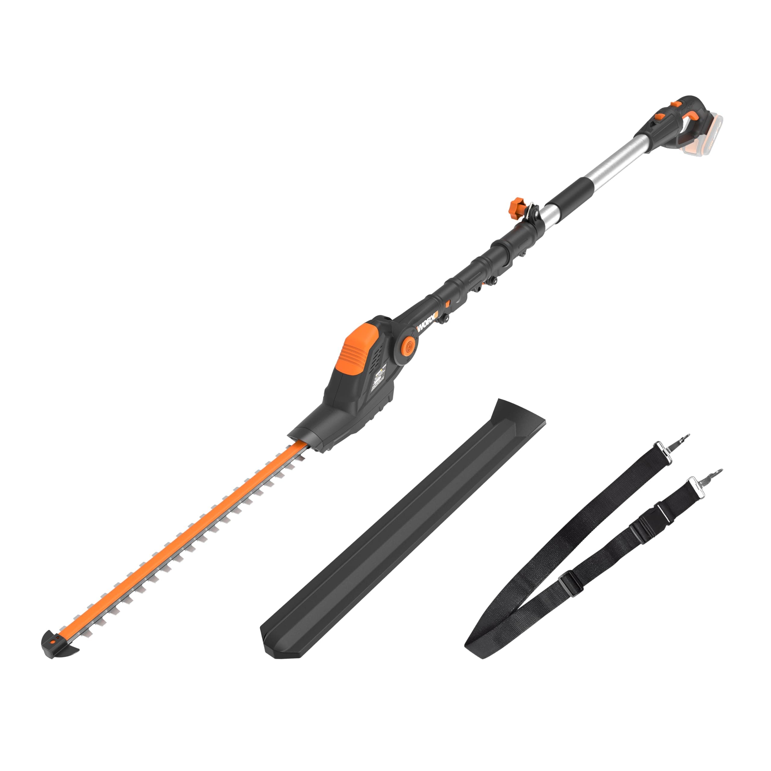 WORX Taille-Haies sans Fil sur perche 20V WG252E.9, Lame de 45 cm, écartement de 16 mm, manche télescopique, Léger et Ergonomique, Poignée Arrière Souple et Rotative, Livré sans Batterie ni Chargeur